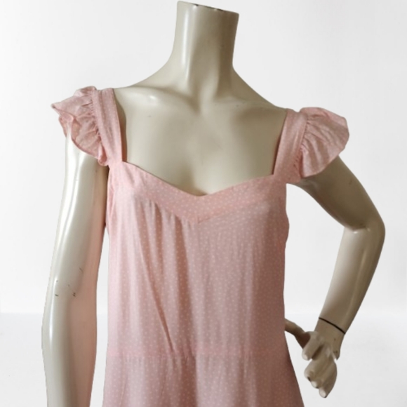 LOFT Midi Dress Womens 6 Pink Polka-dot Sleeveless NEW - Picture 4 of 9